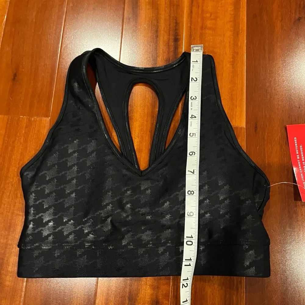 New NWT‎ Carbon38 Black Sports Bra Racerback Printed Pattern Active Athletic XS